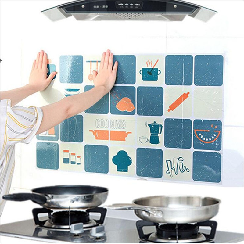 Küche Öl nachweisen Wasserdichte Aufkleber Selbst adhensive Wärme Beständig Küche zurück Fliesen Aufkleber DIY Anti-Öl Zauberstab Aufkleber