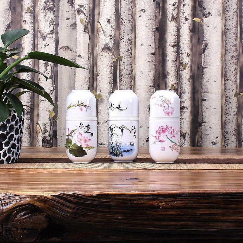 Keramik Porzellan Kung Fu Tee-einstellen Teegeschirr draussen Tragbare Reise Tee-einstellen mit Ein Topf und Zwei Tassen Tee Topf und Tasse einstellen