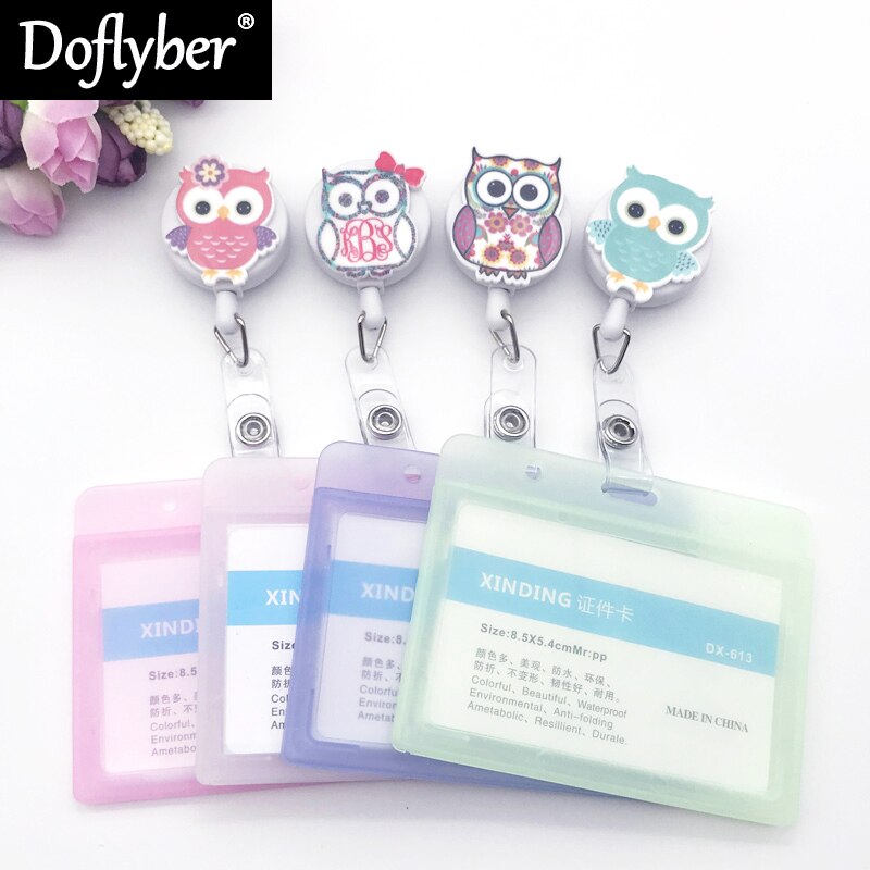 Nette Eule Versenkbare Kunststoff Abzeichen Halfter Spule Schüler Krankenschwester Arbeit Mitarbeiter Verwenden für Ausstellung Ich würde Name Karte Büro Brust Karte