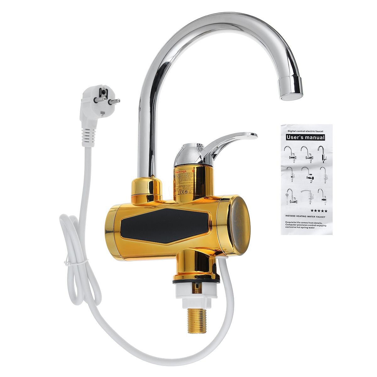 3KW 220V Gold Elektrische Wasser Wasserhahn Heizung Tankless Elektrische Wasser Heizung LED Digital Anzeige Schlecht Küche Heizung Wasserhahn