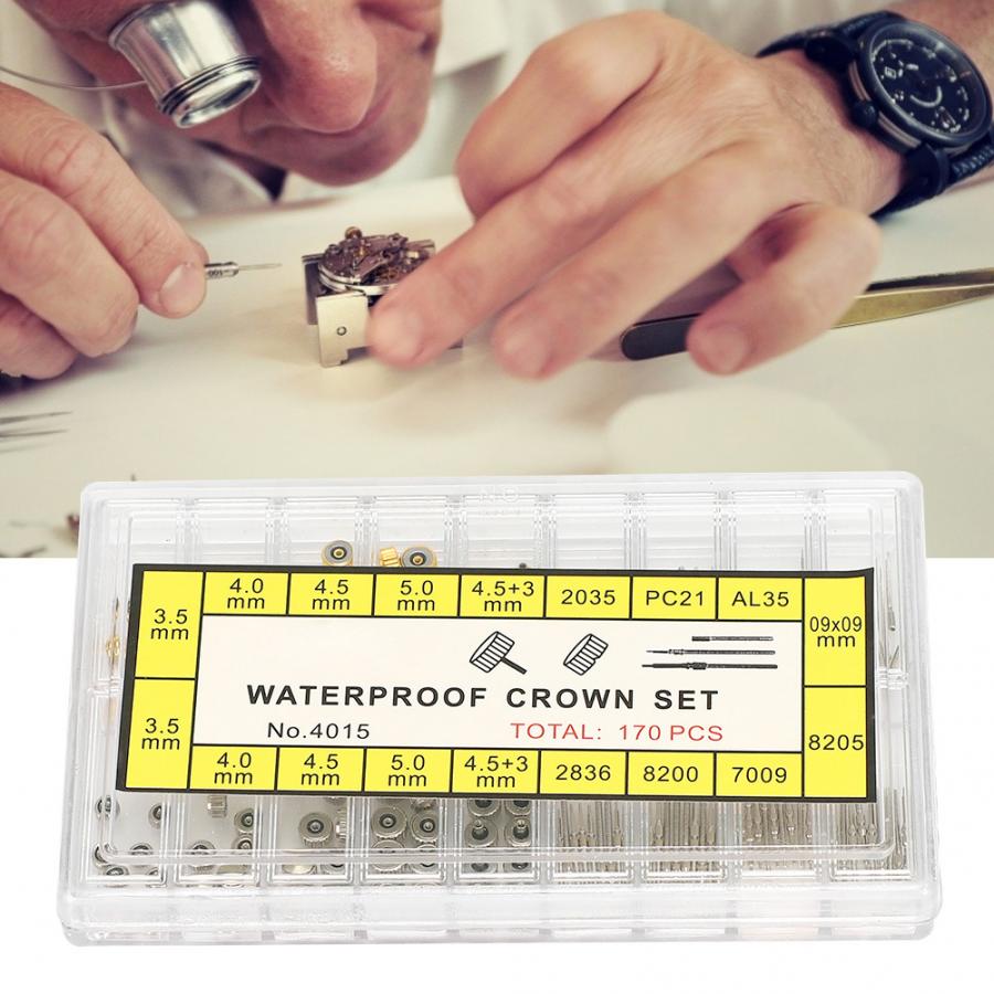 Multi-Größe Uhr Wicklung Stamm Verlängerung + Kronen Zubehör Reparatur Ersatz Uhr Erweiterung Bar Uhr Kronen Stammt Werkzeug Bausatz