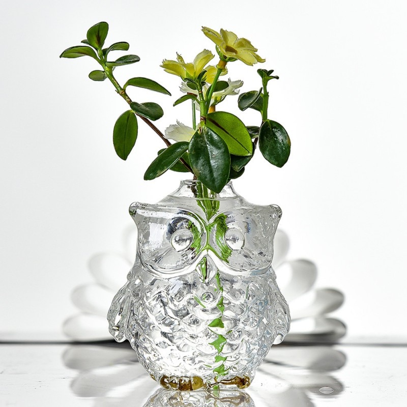 nordisch transparent Anlage Vase Wohnzimmer Getrocknete Blumen Engel Eule Glas Dill Tabletop Dekoration Hause Bonsai Blume Vasen