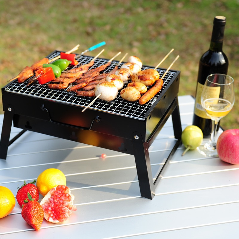 Tragbare Klapp Grill BBQ Grill Brenner Ofen Haushalt Holzkohle Grill Für draussen Garten Camping Picknick BBQ Werkzeuge