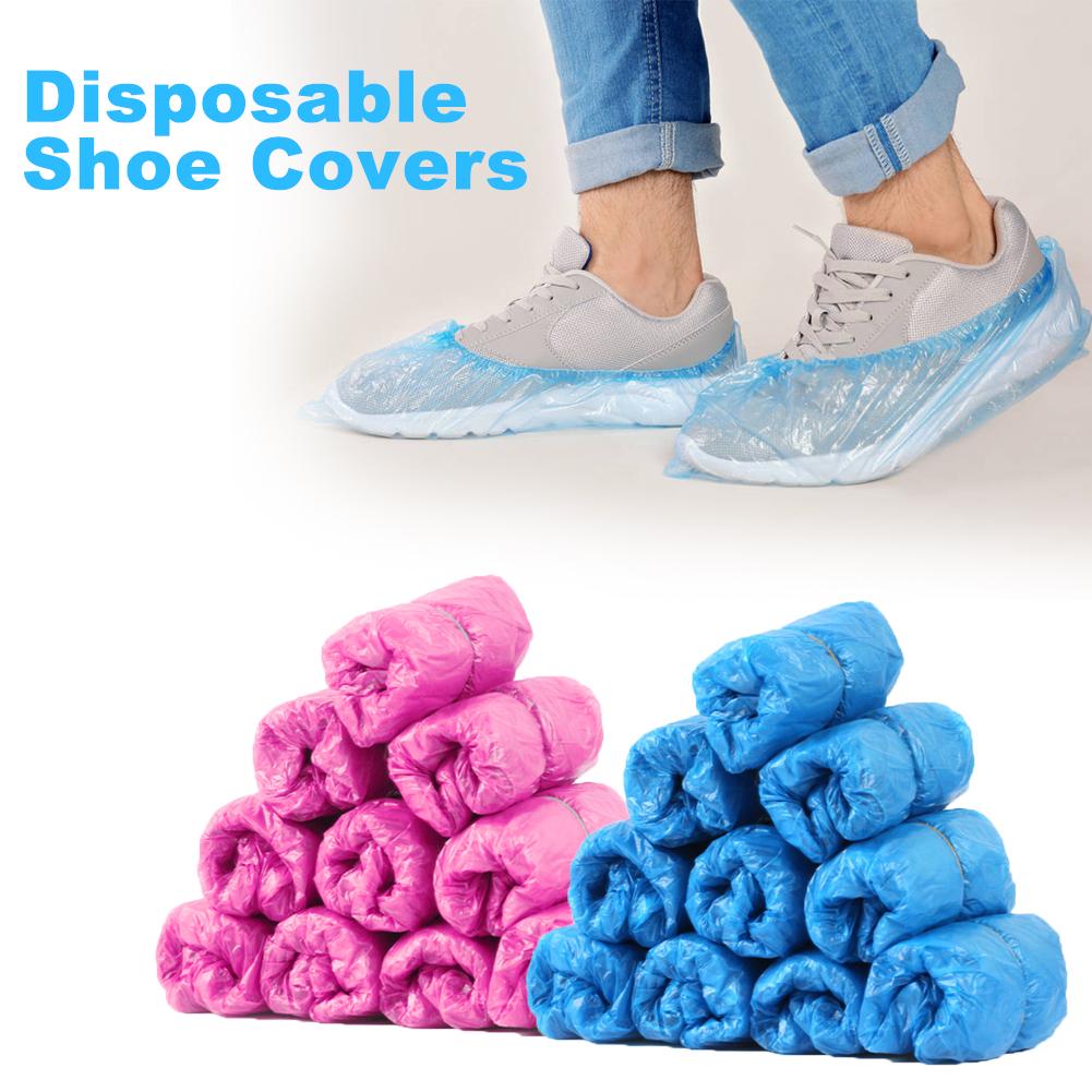 100Stck/Pack Overshoes Plastik wasserdicht Einweg Schuhe Abdeckungen Blau/Rosa Dreck-nachweisen Regen Schuhe Stiefel Abdeckungen Schuhe Lieferungen