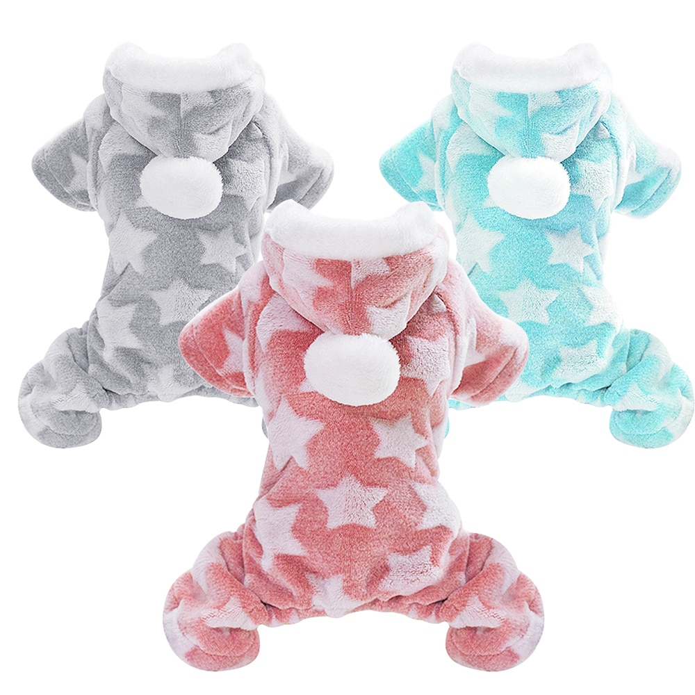 Weiche Katze Hund Kleidung Vlies Welpen Chihuahua Kleidung Winter Mantel Gesamt Hund Kostüm Mit Kapuze Pyjama Für Kleine Mittelgroße Hunde Katzen