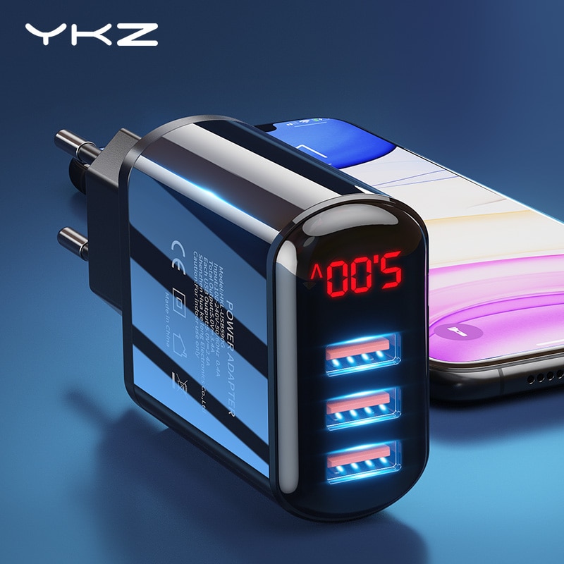 YKZ USB Ladegerät 3 Hafen LED-anzeige Schnelle Ladung 3.4A EU Schnelle Zauberstab Ladegerät Für iPhone Samsung Xiaomi Huawei Handy, Mobiltelefon telefon Ladegerät