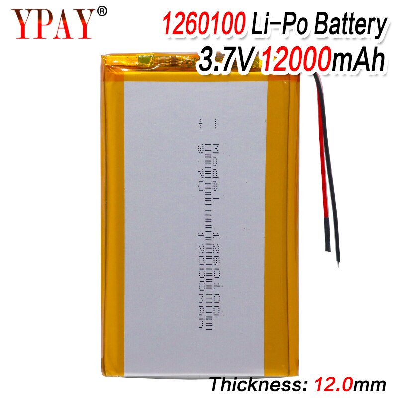 Polymer batterie 3,7 V Lithium-Polymer-batterie 1260100 12000mAh spiel maschine MP3 MP4 MP5 Lithium-batterie GPS Navigator