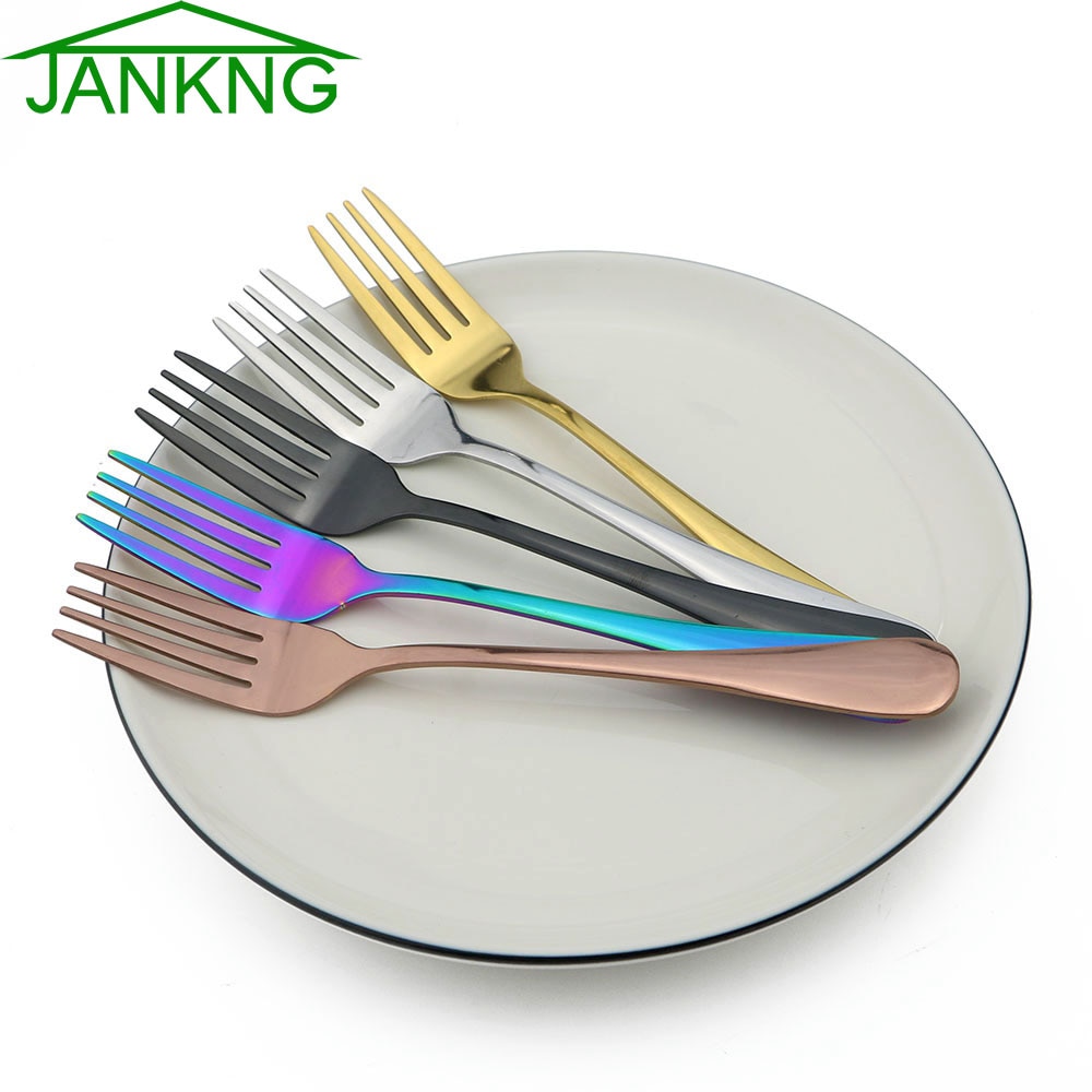 JANKNG ICH-Stück Schwarz Nachtisch Gabel Besteck einstellen Edelstahl Geschirr Gabel für Abendessen Salat Nachtisch Obst Gabel Besteck einstellen
