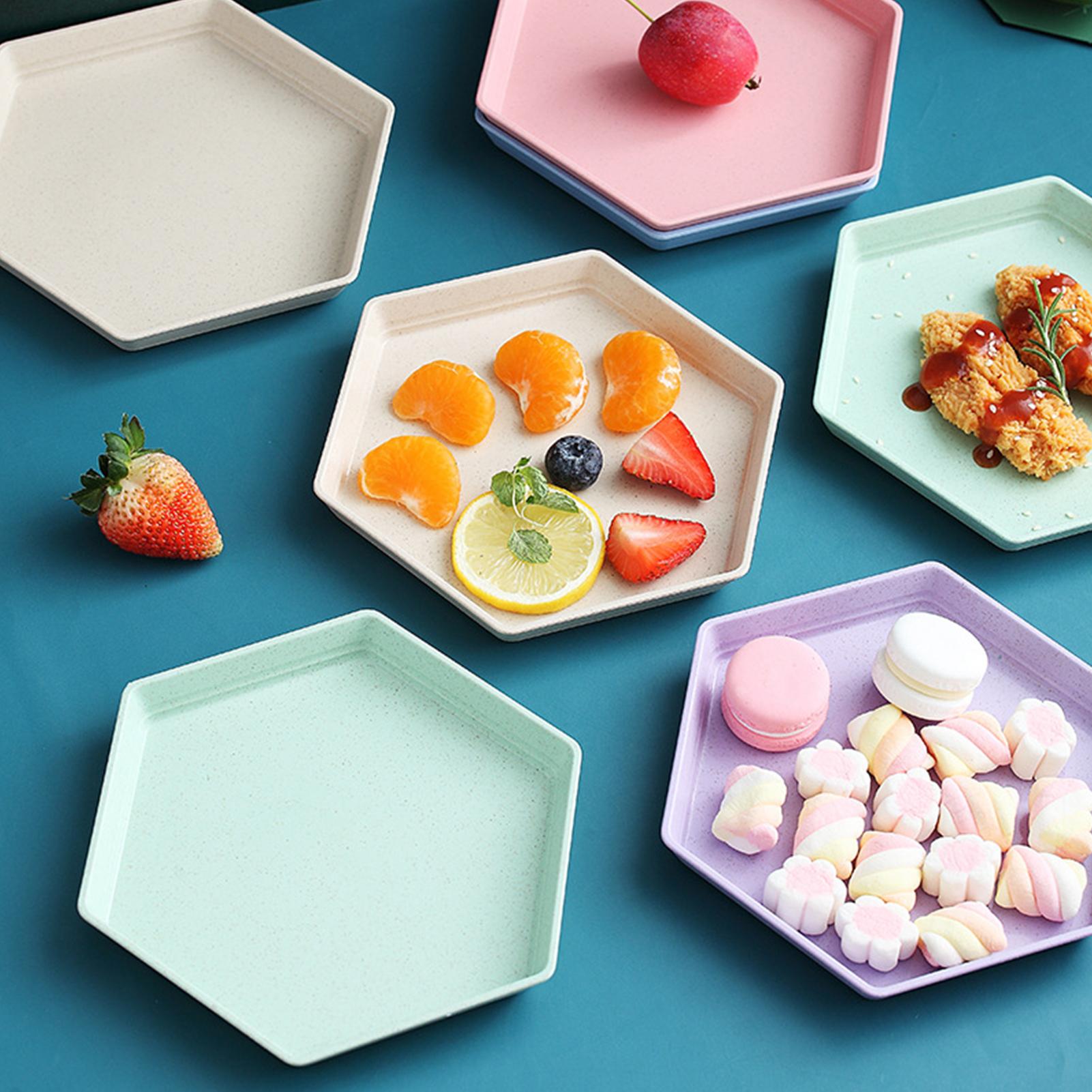 Hexagon-Party Nachtisch Snacks Melone Samen Weizen Stroh Verdicken Frucht Platte Gerichte Mittagessen Kasten
