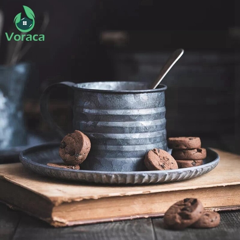 retro Eisen Griff Tasse Metall Jahrgang Schmiedeeisen Lebensmittel Obst Kaffee Tasse Wasserkocher Blume Vase Eimer Wohnkultur Fotografie Requisiten