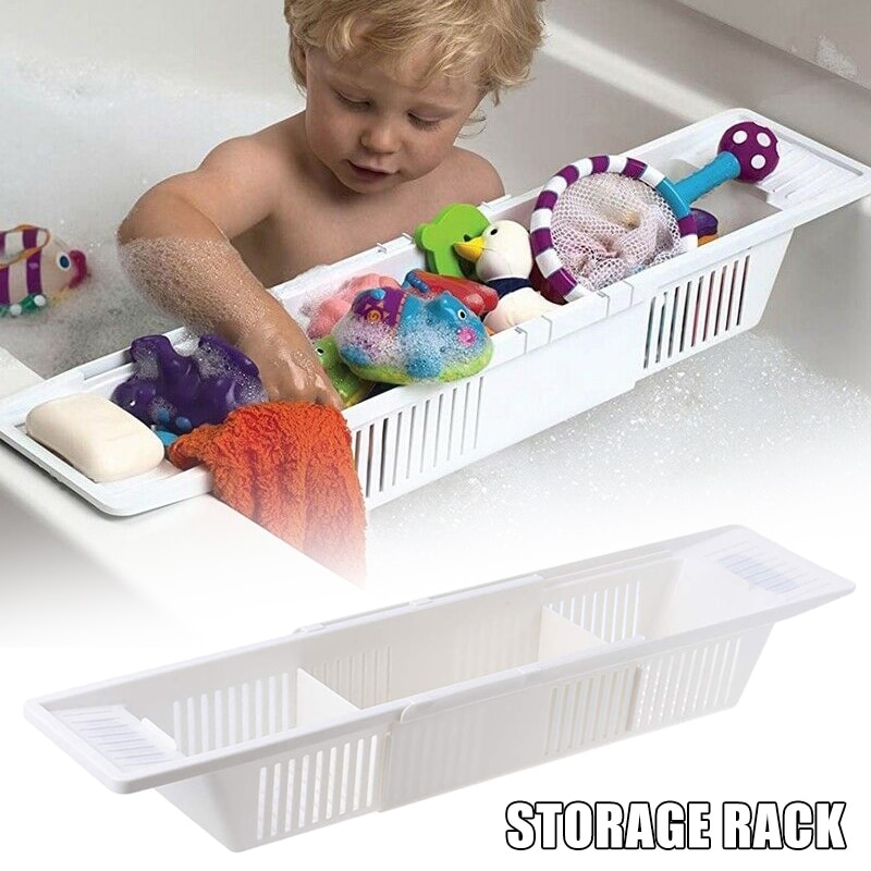 Badewanne Caddie Tablett Kunststoff Badewanne Korb Regal Gestell Schlecht Spielzeug Organizer Versenkbare Lagerung Gestell JA55