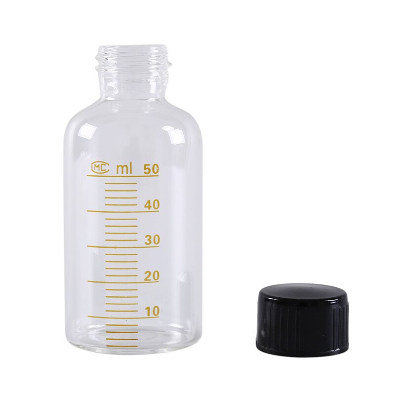 50ml Kunststoff Glas Flasche Mit Schraube Kappe Schwarz Schraube Kappe Schraube Auf Abdeckung Abschluss Sonde Fläschchen Runde Glas Reagenz flasche