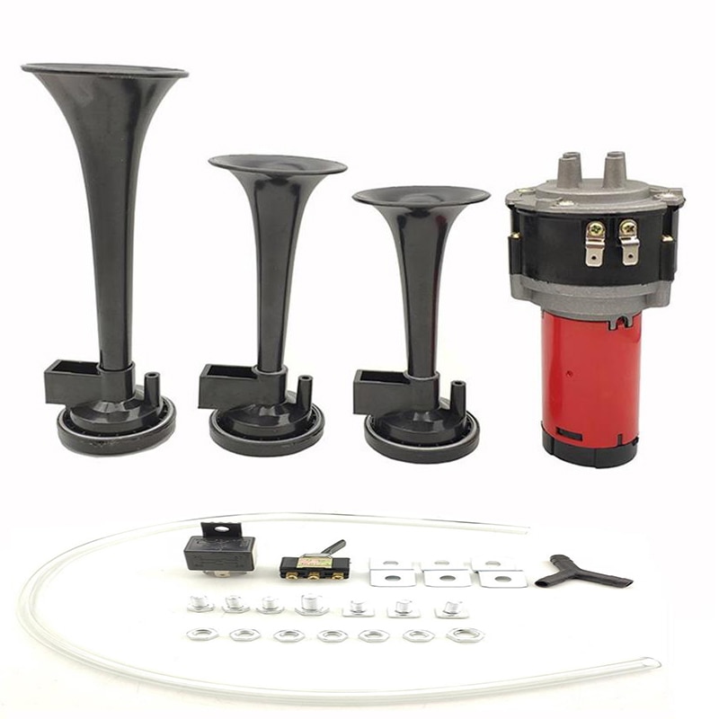 3Stck Auto Speacker Luft Kompressor Stiefel Lkw 12V Leistungsstarke dauerhaft Luft Horn Kompressor Dual Ton Trompete Extrem Laut Bausatz Universal-