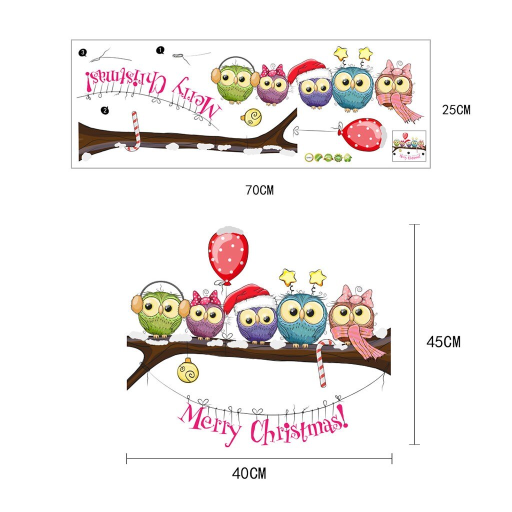 Weihnachten-gekleidet Eule Auf EINEM Ast Zauberstab Aufkleber Zauberstab Fenster Weihnachten DIY selbst-Klebstoff Aufkleber Einkaufen Aufkleber dekoration # w