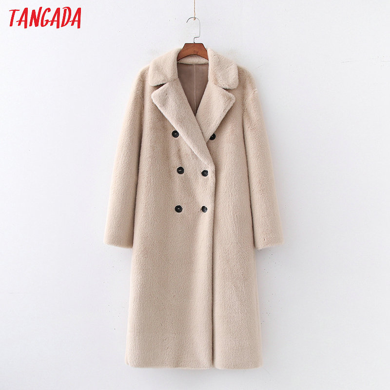 Tangada frauen solide übergroßen faux pelz Teddy Mantel warme starke tasten herbst Winter warme plüsch Mantel Weiblichen Mantel 1D170