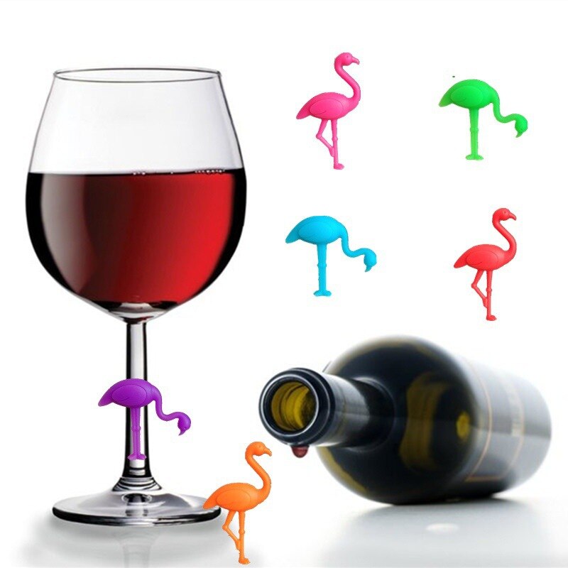 6 stücke Kreative Flamingo Wein Tasse Glas Charme Party Trinken Marker Etikett markieren Glas Identifikation Trinken Charme Partei Liefert