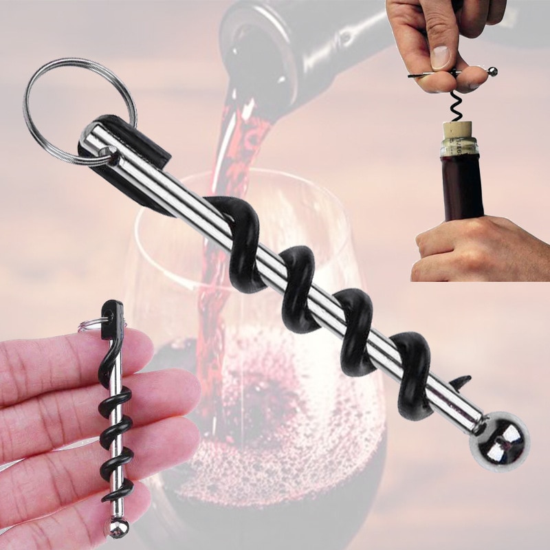 Neue Mini Wein Korkenzieher draussen Korkenzieher Mit Keychain Tragbare Edelstahl Metall Korkenzieher Heimat Küche Wein Korkenzieher