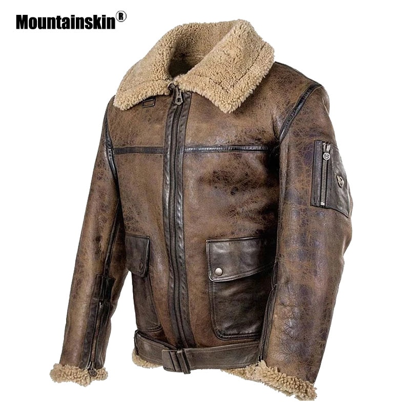 Mountainskin Neue Männer der Motorrad PU Mantel Winter Herren Leder Jacke Pelz Kragen Oberbekleidung Männlichen Kleidung SA880
