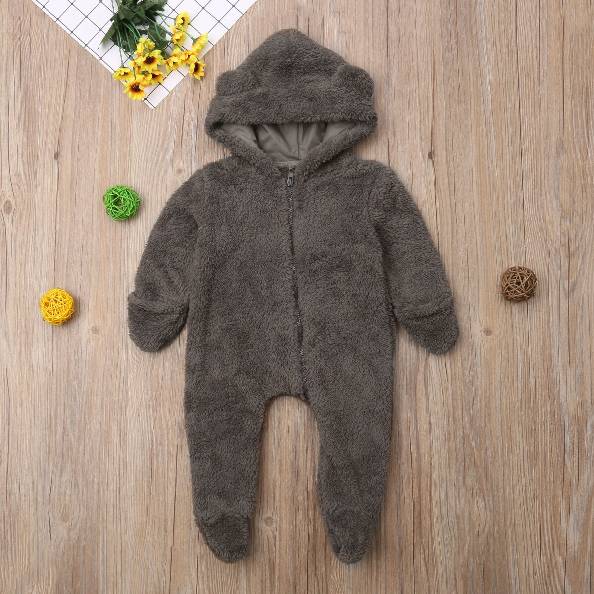 Neugeborene Baby Mädchen Jungen Winter Warme Kleidung einteiliges Pelz verschwommen Mit Kapuze Spielanzug-Gesamt Outfit 0-24M kleidung Outfits