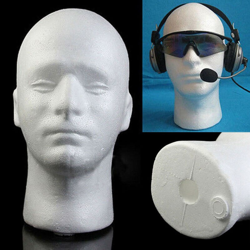 Weibliche/Männer Schaum Mannequin Kopf Modell Hütte Perücke Anzeige-ständer Gestell Weiß/Schwarz Schaufensterpuppe Kopfhörer