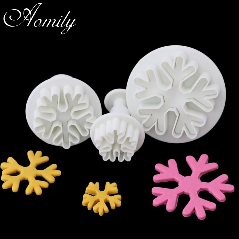 Aomily 3 teile/satz Party Schneeflocke Kolben Schimmel Kuchen Dekorieren Werkzeug Keks Cookie Schneider Schimmel Fondant Schneiden Gebäck Cutter
