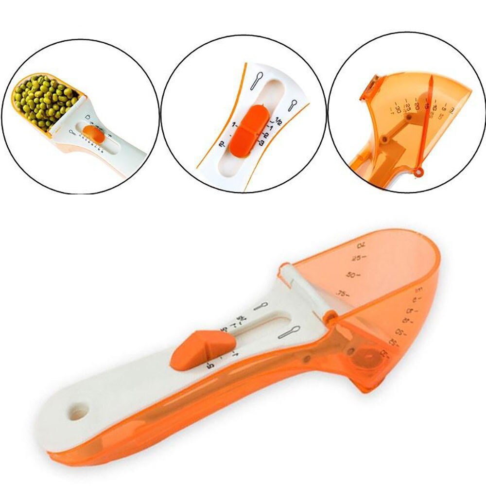 Kunststoff Einstellbare Messlöffel Gewürz Skala Scoop DIY Küche Kochen backen werkzeug Griff Backen Zucker Boden Messen Werkzeug
