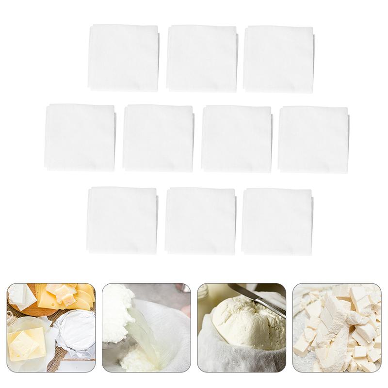 10Stck Tofu Tuch Käse Tuch Baumwolle Musselin Wiederverwendbare Baumwolle Stoff Gesäumt, Der Weiche Käse Joghurt Tofu Belasten Saucen Suppen