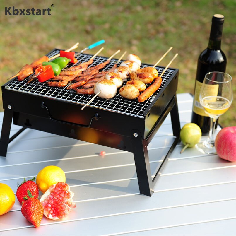 Kbxstart Picknick Ich bin Freien Klapp Tragbare Kohlenstoff Grill Hause Grill Edelstahl Holz Kohlenstoff Grill