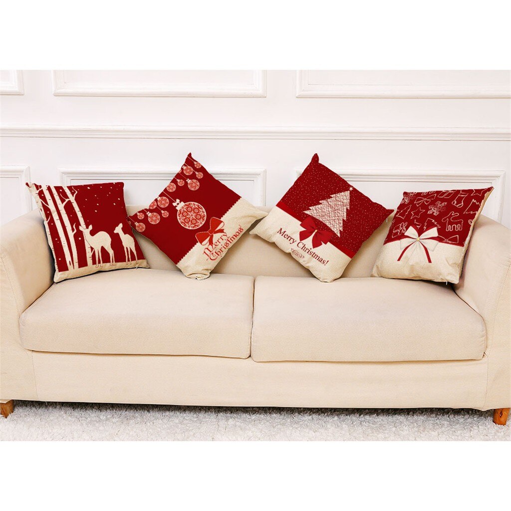 Kissen Abdeckung Decorazioni Natale Weihnachten Kissen fallen Kunst Baumwolle Leinen Sofa Auto Wurf Heimat Dekor Kissenbezug