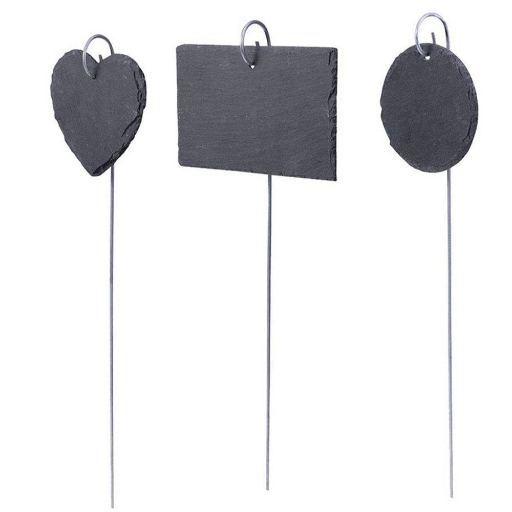 3 Stck Schiefer Garten Etiketten Anlage Schild Eisen Gestell Hängen Anzeige Zeichen für Balkon Garten Töpfe Pflanzer Schwarz (Gemischt stil)
