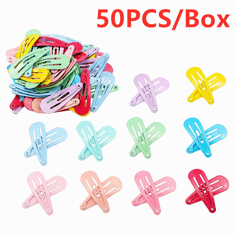 50 Teile/schachtel schnappen Haar Clip Für freundlicher Baby Kind Haar Stift Haar Zubehör Einfarbig Metall Hairgrip Mädchen Frauen Haarnadel haarspange