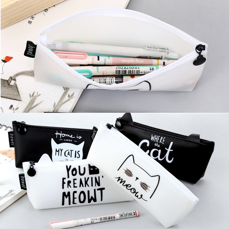 Katze Buchstaben Bleistift fallen Silizium Schule Lieferungen Schreibwaren Schule Werkzeuge Schüler Bleistift Kasten Bleistift fallen Stift Tasche