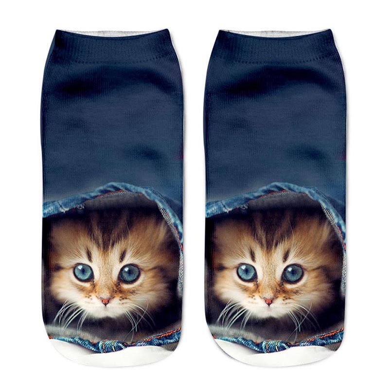 1 paar Ich bin Freien Sport Socken 3D Druck Katze unisex niedrig schneiden Knöchel Socken Sport Radfahren Socke Katze Ebene Sport Socken
