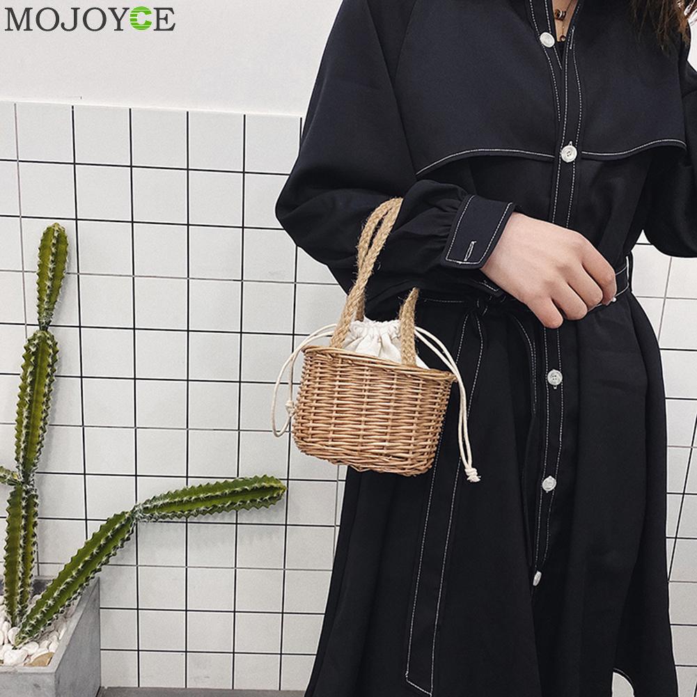 Frauen Boho Stroh Gesponnener Korb Totes Tasche Sommer Weibliche Rattan Strand Handtasche Geldbörse Böhmischen Sommer Stroh Handtasche