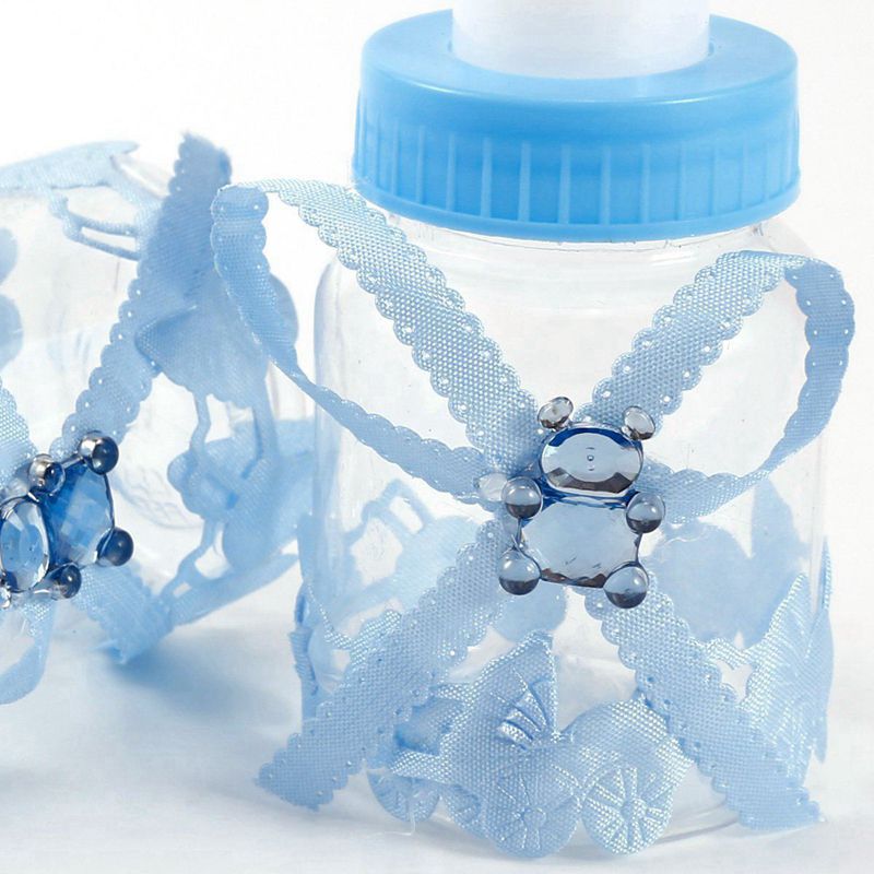 24 x Baby flasche Mini Baby flasche 4x9cm strass blau bär favor Baby mädchen Baby taufe