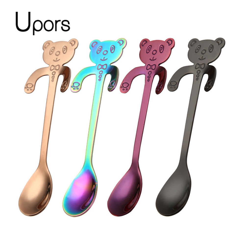 UPORS 2 Teile/satz Panda Kaffee Löffel 304 Edelstahl Hängen Kaffee Scoop Löffel Teelöffel Bär Moka Eis Wüste Tee werkzeuge