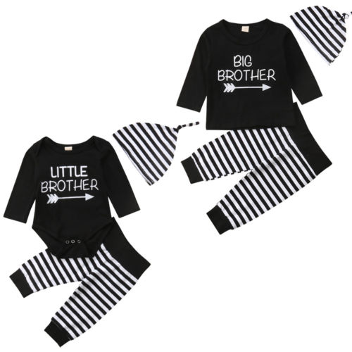 Brüder Familie Passenden freundlicher Baby Junge groß Kleinen Bruder T-Shirt Strampler + Hosen Outfits 0-5Y