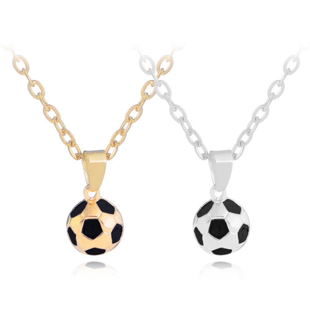 Sportliche halskette fußBall Anhänger Mit Kette FußBall Halskette Gold/Siliver Farbe Männer/Frauen Sport Ball Schmuck