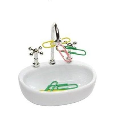 Weiß Kunststoff Wasserhahn Waschbecken Papier Clip Spender Halfter