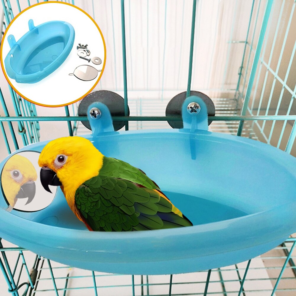 Papagei Vogel Badewanne Mit Spiegel Kleine Oval Vogel Haustier Badewanne KäFeige Zubehör Dusche Schlecht Lieferungen Stehend Kasten
