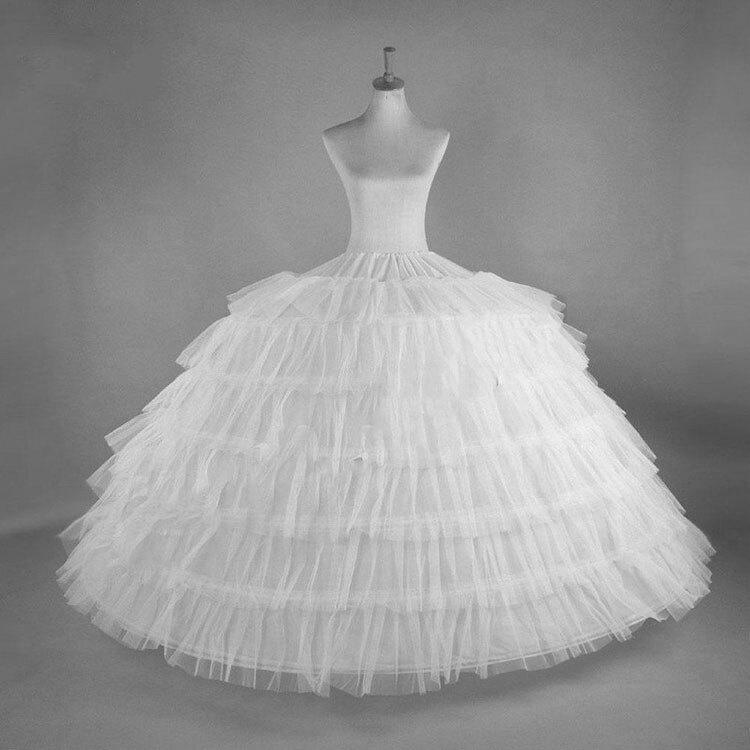 Weiß 6 Reifen Große Petticoat rutscht Tüll Röcke Lange geschwollen Krinoline Unterrock Für Ballkleid Hochzeit Kleid JKC7