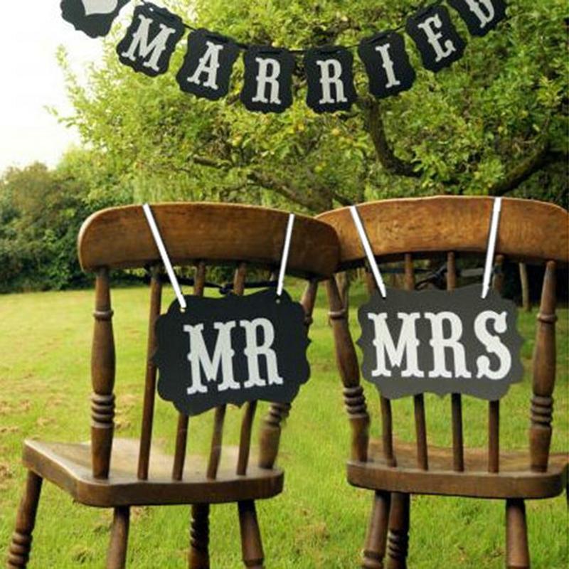 1einstellen Schwarz Herr Frau Papier Bord + Band Zeichen Foto Verkaufsstand Requisiten Hochzeit Dekor Party Favor Foto für hochzeiten 23,5x14 cm
