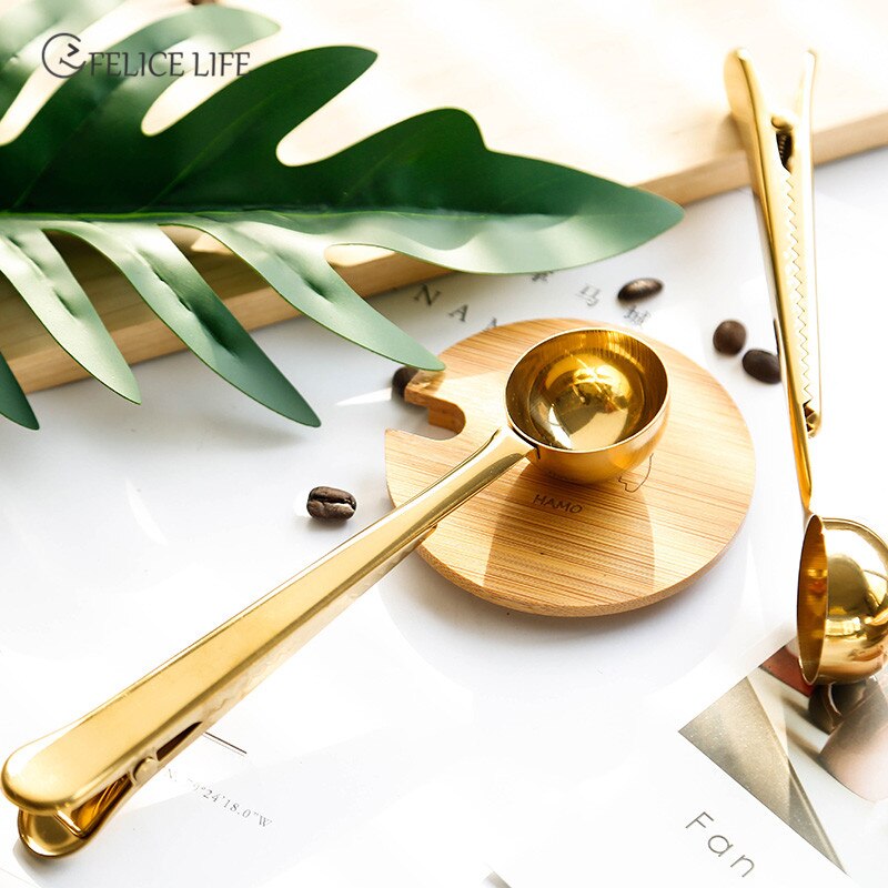 Multifunktions Edelstahl Kaffee Scoop Mit Clip Kaffee Tee Sauerei Scoop Tasse Boden Küche Werkzeuge Metall Löffel Backen