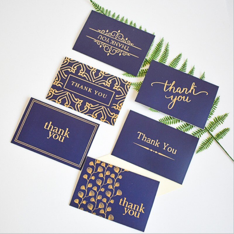 1 teile/paket danke Karte Bronzing mit dunkelblau umschlag Scrapbooking Party einladung grußkarten visitenkarte