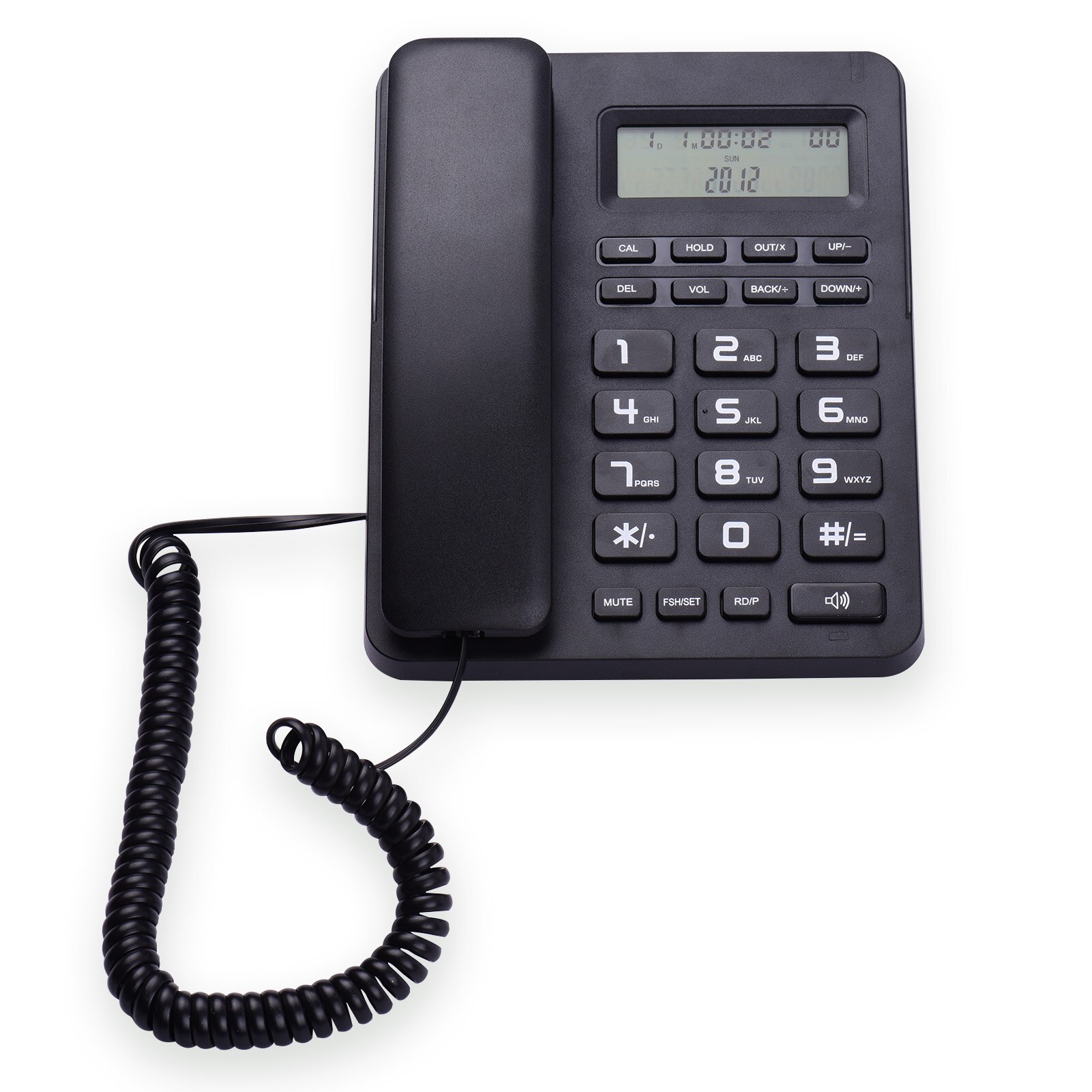 Schwarz kabelgebunden Telefon Verdrahtet Schreibtisch Festnetz Telefon mit LCD Anzeige Anrufer Ich würde/Anklopfen Freisprecheinrichtung für Hotel Büro Hause