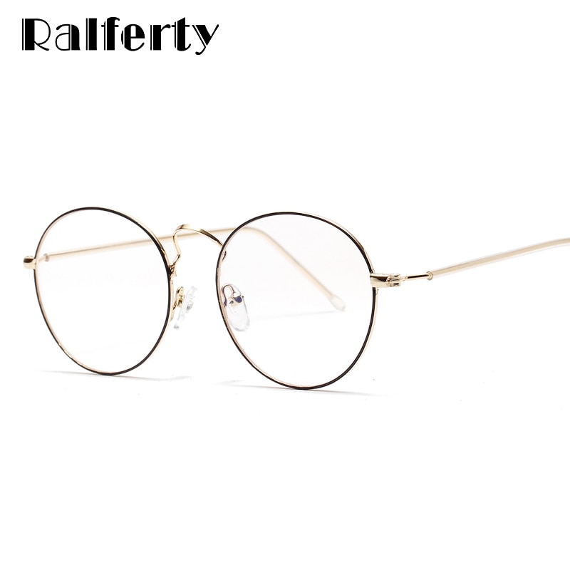 Ralferty Runde Brille Rahmen transparent Brillen Klare Gläser Myopie Optische Punkte Null Spektakel Rahmen Brillen W3313