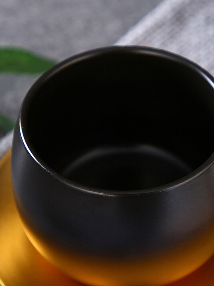 Nette Keramik Kaffee Tassen Europäischen Schwarz Kamerad Tee Kaffee Tasse einstellen Milch Wiederverwendbare Porcelana Tazas De Cafe Espresso Tassen BC50BD