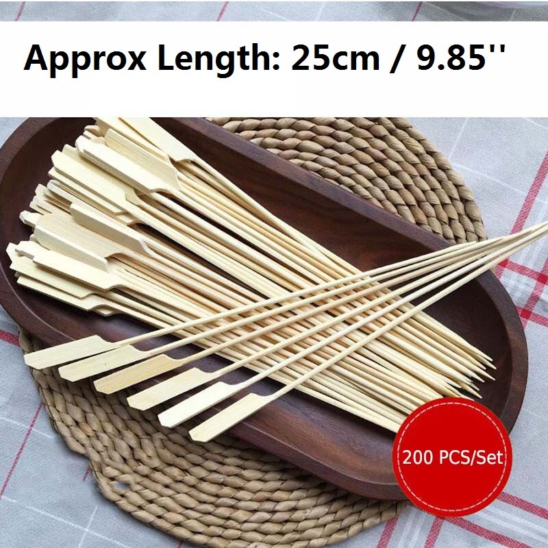 Bambus Spieße Paddel Stöcke BBQ Grill Kebab Grill Obst Zahnstocher Party Restaurant Lieferungen draussen Werkzeuge 25cm x 3mm 200 stücke