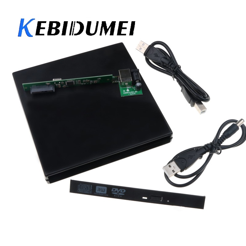 KEBIDU Tragbare 12,7mm SATA Optisches Laufwerk Ader USB 2,0 SATA externe Laufwerk DVD CD DVD-Rom IDE fallen Stock Kasten für Laptop Notizbuch