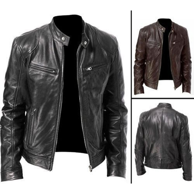 Herbst Jacke Männer Neue Dünne retro Winter Jacken Männlichen PU Leder Stehkragen Sportbekleidung Anzüge Herren Bomber Mantel Chaqueta hombre